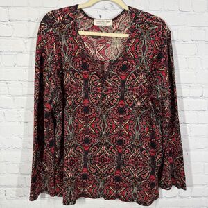 Jones New York Tunic Women Plus 3X Fair Isle Bohemian Multicolor Stretch Top
